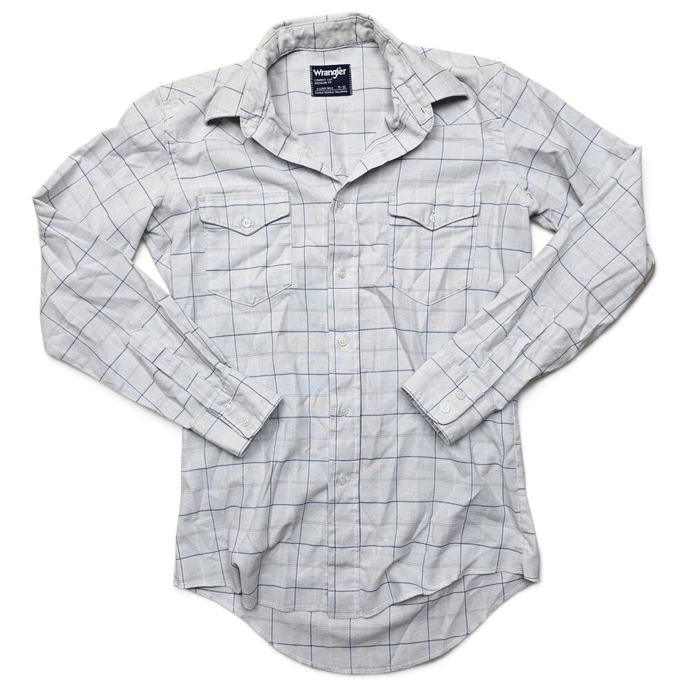 WRANGLER Button Down Shirt Men's M 15/33 VTG 80s/90s Cowboy Cut Western Plaid